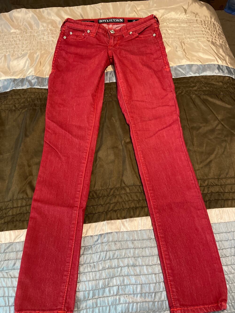 Affliction red Raquel skinny low rise jeans size 26